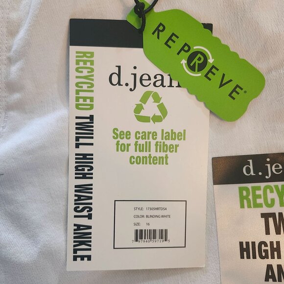 Size 16 White High Waist Ankle Pants with Cord Belt by D Jeans Recycled Twill - Picture 4 of 13